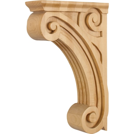 Hardware Resources 3" Wx9"Dx14"H Rubberwood Scrolled Fluted Corbel COR4-2RW